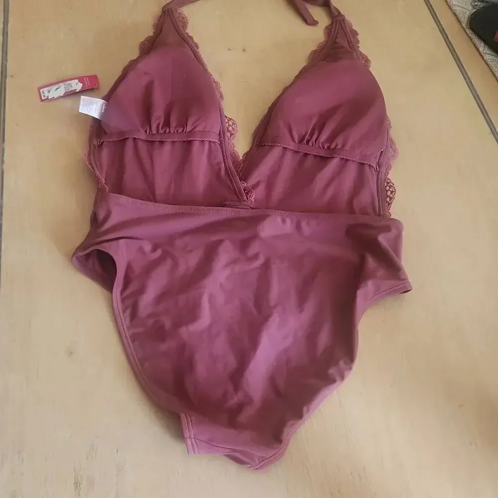 Xhilaration one piece mauve bathing suit size Xl
